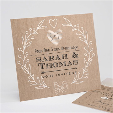 Invitation anniversaire de mariage kraft original
