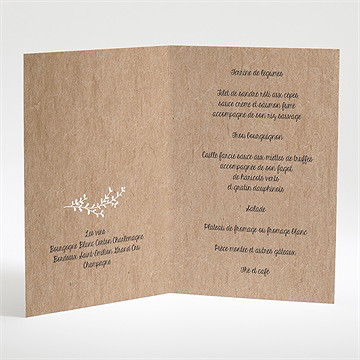 Menu anniversaire de mariage kraft original - Menu ouvert