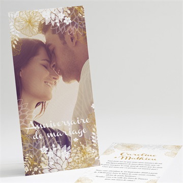 Invitation anniversaire de mariage jardin de fleurs dorées