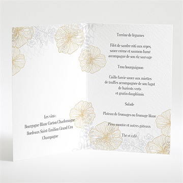 Menu anniversaire de mariage jardin de fleurs dorées - Menu ouvert