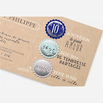 Invitation anniversaire de mariage kraft à gratter! - Détail du faire-part