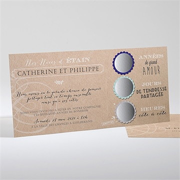 Invitation anniversaire de mariage kraft à gratter! - Faire-part non gratté
