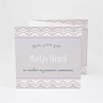 Faire-part communion tenue de dentelle