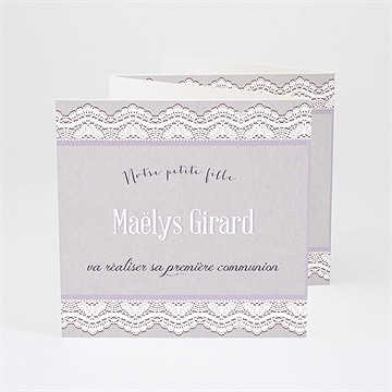 Faire-part communion tenue de dentelle