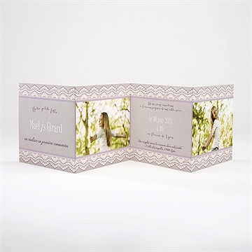 Faire-part communion tenue de dentelle - Intérieur du faire-part