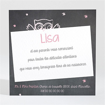 Remerciement naissance chouette surprise