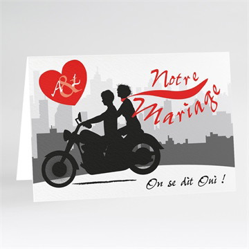 Faire-part mariage romantisme à moto