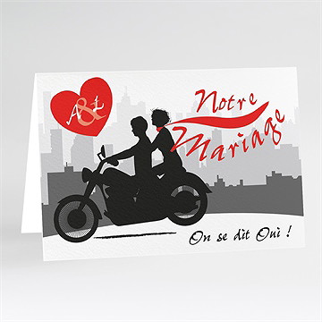 Faire-part mariage romantisme à moto