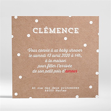 Faire-part baby shower envie de fraises - Dos du faire-part