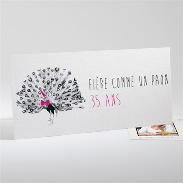 Invitation anniversaire fière comme un paon!