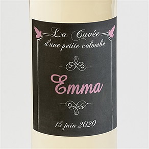 Etiquette de bouteille baptême ange en ardoise fille