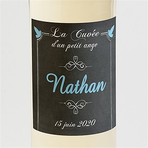Etiquette de bouteille baptême ange et ardoise