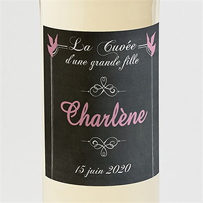 Etiquette de bouteille communion fond ardoise et photo