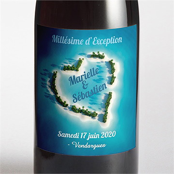 Etiquette de bouteille mariage eaux turquoises océan