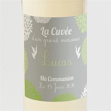 Etiquette de bouteille communion cadre gris et lumière