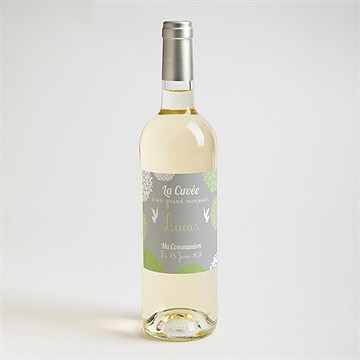 Etiquette de bouteille communion cadre gris et lumière - Mise en situation