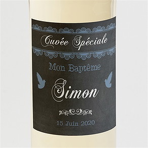 Etiquette de bouteille baptême ardoise chic et sacrée