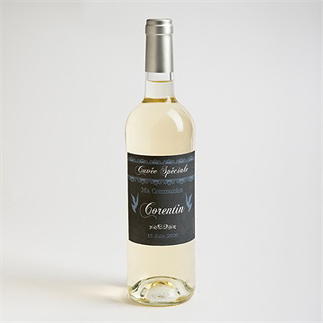 Etiquette de bouteille communion mon ange bleu - Mise en situation