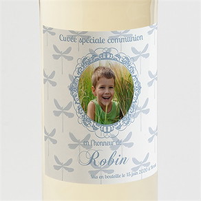 Etiquette de bouteille communion libellules baroques