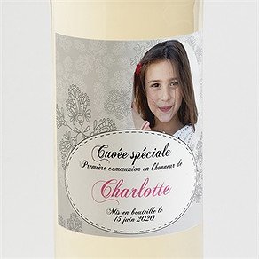 Etiquette de bouteille communion double face avec photo