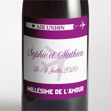 Etiquette de bouteille mariage air union magnet