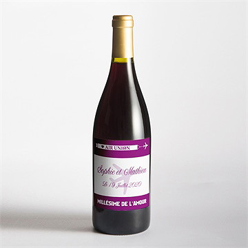 Etiquette de bouteille mariage air union - Mise en situation
