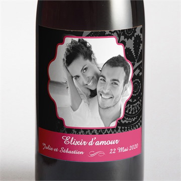 Etiquette de bouteille mariage cachemire noir et gris