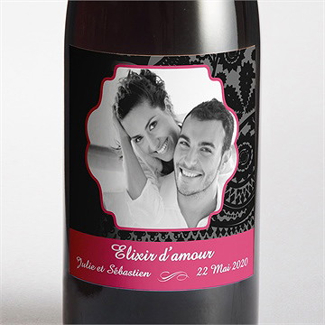 Etiquette de bouteille mariage cachemire noir et gris