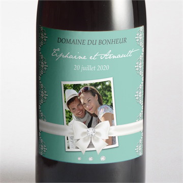 Etiquette de bouteille mariage strass et paillettes