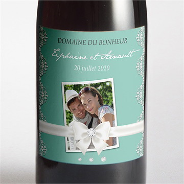 Etiquette de bouteille mariage strass et paillettes