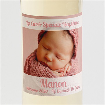 Etiquette de bouteille baptême bandeau simple