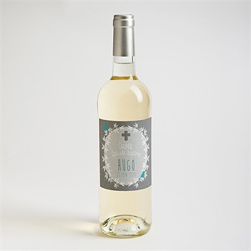 Etiquette de bouteille baptême découpe originale - Mise en situation