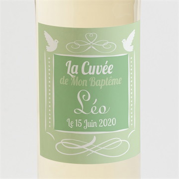 Etiquette de bouteille baptême joli damier