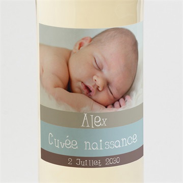 Etiquette de bouteille naissance beige et vert