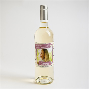 Etiquette de bouteille communion pois de lumière - Mise en situation