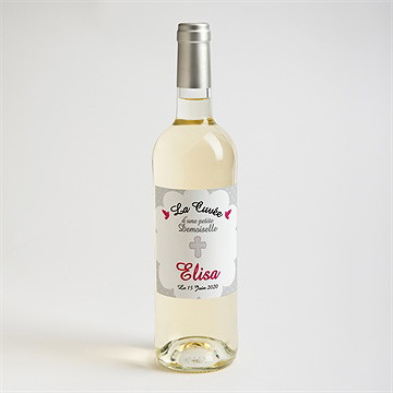 Etiquette de bouteille baptême feu sacré - Mise en situation