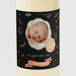 Etiquette de bouteille naissance carte noire