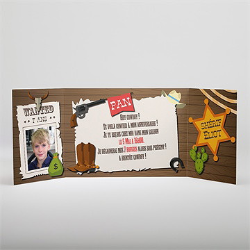 Invitation anniversaire cow boy photo - Intérieur du faire-part
