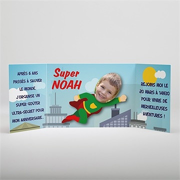 Invitation anniversaire super héros - Intérieur du faire-part