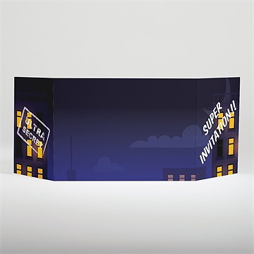 Invitation anniversaire super héros - Dos du faire-part