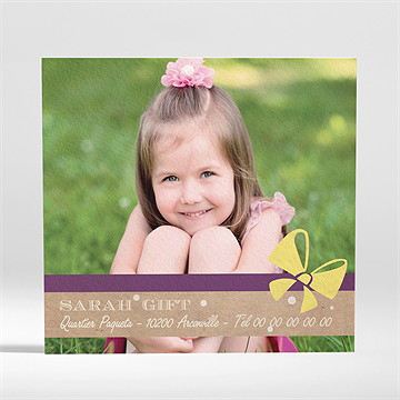 Invitation anniversaire cadeau kraft - Dos de la carte