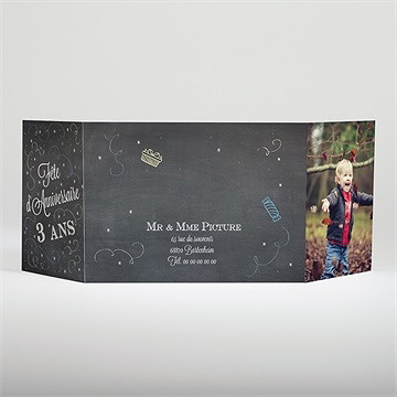 Invitation anniversaire guirlande et cotillons - Dos du faire-part