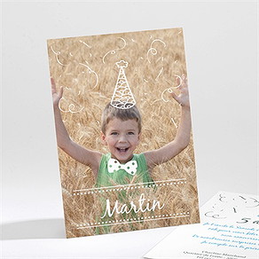 Invitation anniversaire chapeau et cotillons