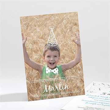 Invitation anniversaire chapeau et cotillons