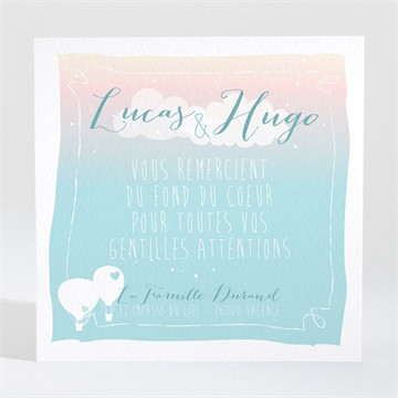 Remerciement naissance nos jumeaux en mongolfière