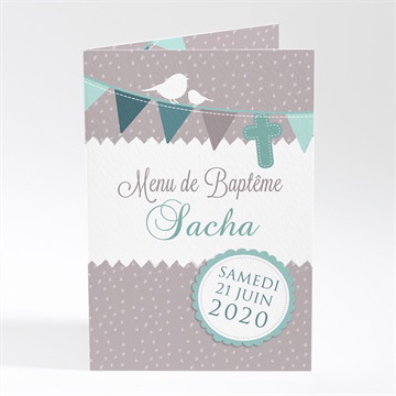 Menu baptême colombe et banderoles