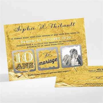 Invitation anniversaire de mariage a la feuille d'or