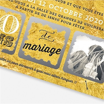 Invitation anniversaire de mariage a la feuille d'or - Détail de l'invitation