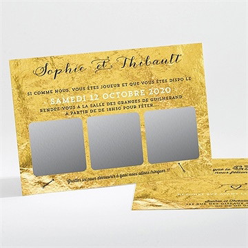 Invitation anniversaire de mariage a la feuille d'or - Invitation non gratté