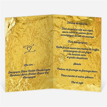 Menu anniversaire de mariage a la feuille d'or - Menu ouvert